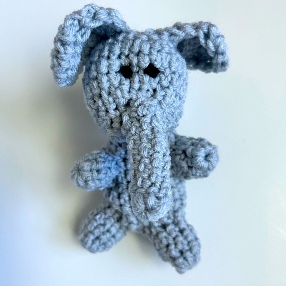 HAND CRAFTED Adorable Crocheted Stuffed Colorful Elephant Amigurumi Toy - Picture 3 of 5